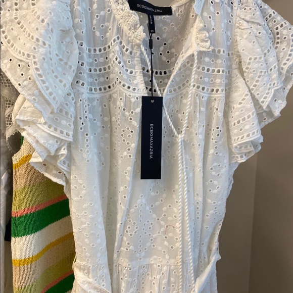 BCBGMaxAzria Eylete Ruffle MiniDress-Off White New - Picture 9 of 11